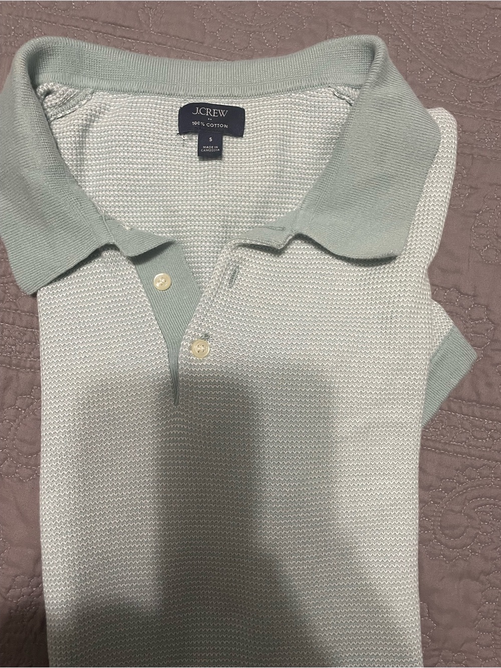 J. Crew Men's Light Mint Green Knit Polo